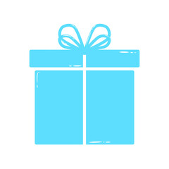 Doodle box gift icon that can be used for sticker, book, mandala, scrapbook, icon, decorative, etc. with aesthetic colorful blue mint color