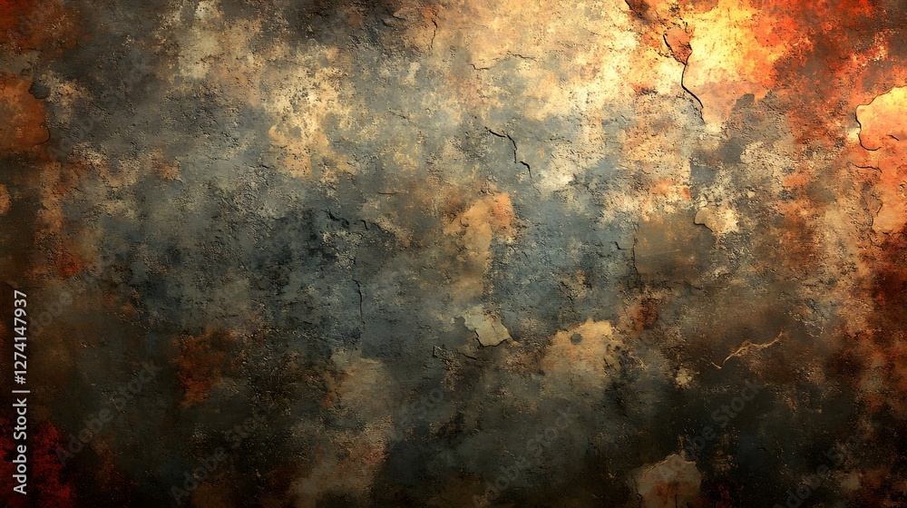 Poster Abstract grunge background with rusty, aged textures. Ideal for design projects. Macro detail. Abstract Rustic Texture: Awe-Inspiring Hues of Aged Stone