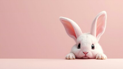 Fototapeta premium Adorable Rabbit in Pastel Background.