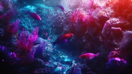 Stunning Underwater Landscape with Vibrant Coral Reefs and Marine Life for Digital Wallpaper Design