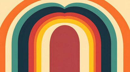 A flat vector graphic with retro rainbow stripes
