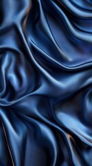 Obraz premium Elegant blue satin fabric draped luxuriously on a smooth surface, creating soft folds and waves that catch the light