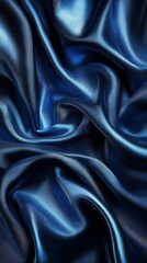 Obraz premium Deep blue satin fabric draped elegantly with soft folds and creases