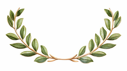 Naklejka premium Olive Branch Wreath Illustration with Green Leaves on White Background