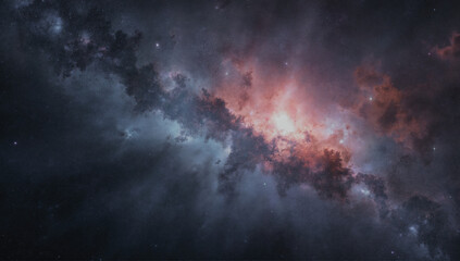 A captivating galactic scene illustrating a luminous phenomenon where stars and cosmic clouds converge, highlighting the vastness and grandeur of space.