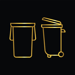 gold color trash can, icon, flat, design, vector, illustrations, Graphic Design, education, style, trendy, collections