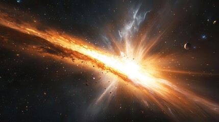 Fototapeta premium Ultra Bright Galactic Flare Stars Comets and Constellations Against a Deep Space Background