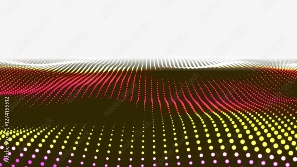 Poster abstract wave halftone yellow. futuristic moving dots, hi-tech and big data visualization. abstract 