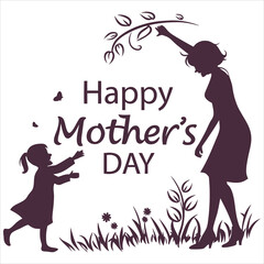 happy mothers day silhouette vector image