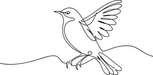 Elegant SingleLine Bird Drawing Flight, Freedom, Nature Art