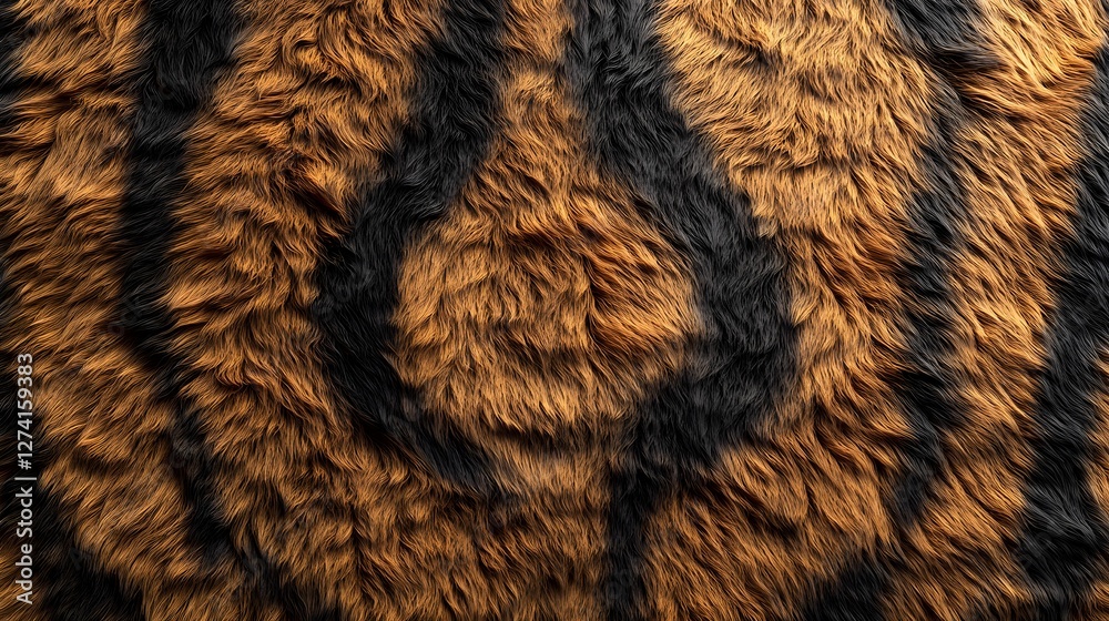 Poster Close-up abstract image of brown and black fur texture with swirls, suitable as a background or design element. Abstract Fur Texture: Brown and Black Swirls