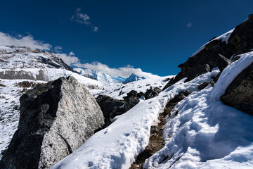 Trekking Route of Tsergo Ri Peak in the Himalayas of Nepal form Kyanjin Gompa with MtGangchempo