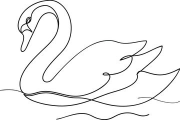 Elegant SingleLine Swan Drawing Graceful Bird Waterfowl Art