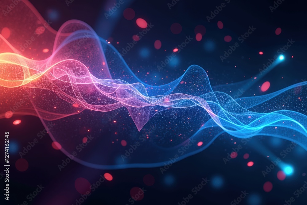 Canvas Prints vibrant abstract waves: an exploration of colorful light patterns dancing in blue and pink, creating