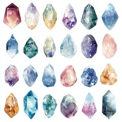 Colorful assortment of natural crystals.