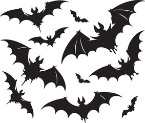  bats silhouette vector style minimalist white background