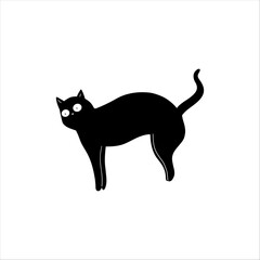 Black cat arching back
