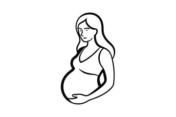 Elegant Pregnant Woman Line Art Design