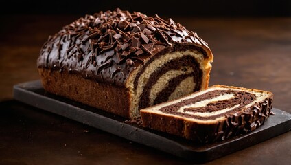 Chocolate bundt cake drizzled with chocolate ganache glaze