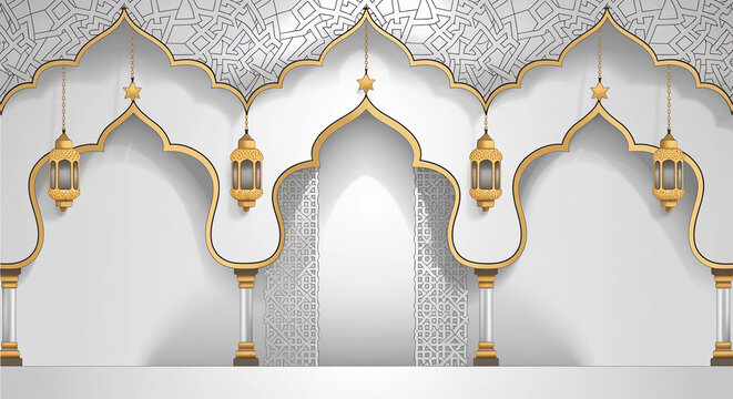 Gold and White Lantern Decor for Ramadan