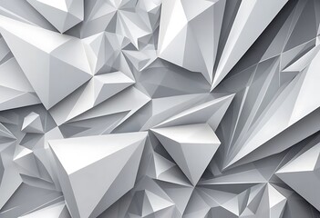 Obraz premium Abstract Geometric Design with White Low Poly Triangles and Subtle Shadows