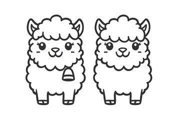 Baby alpaca with tiny fluffy fur, wearing a small bell.