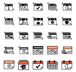 Vector set of calendar icons with white background