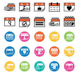 Vector set of calendar icons with white background