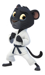 Obraz premium cartoon 3d black panther in karate gi, cut out 