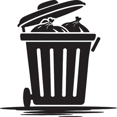 Trash bin. Vector isolated icons. Black vector trash dusbin sign icon.