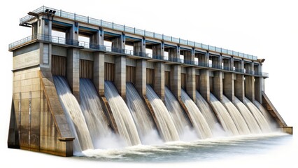 Dam Structure on White Background