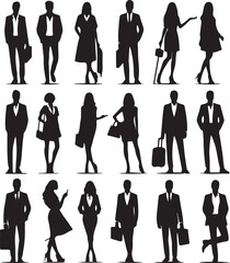 set of men and women silhouette vector style minimalist white background