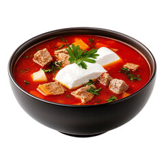 Borscht is a soup that originates from Eastern and Central Europe. It is popular in many countries, including Ukraine, Russia, Poland, and Lithuania. Borscht is usually made with beets, which give the