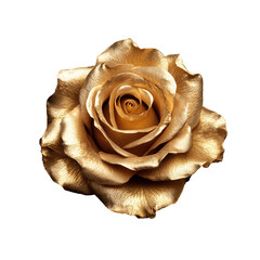 Stunning Golden Rose with Metallic Finish Displaying Delicate Petals and Intricate Details Against a Minimalist Background