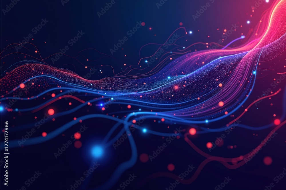 Canvas Prints a vibrant display of colorful waves of light in a dark background, representing energy and technolog