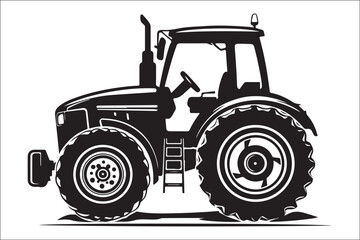 Obraz premium Vintage and Modern Tractor Silhouette Set – Perfect for Farm Lovers & Designers.