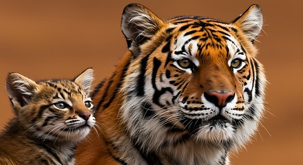 Fototapeta premium Majestic Tiger in the Wild: Close-Up Portrait of a Fierce Predator in Natural Habitat, Perfect for Wildlife and Nature Themes