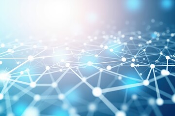 Obraz premium A Stunning Visualization of a Digital Network with Nodes and Links on a Soft Blue Background, Symbolizing Connectivity in Modern Technology.