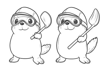 Tiny mole wearing tiny goggles, holding a shovel.