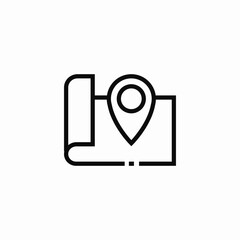 rolled map location icon sign vector