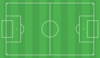 Football fields top view. Soccer grass fields with chalk lines. Green grass field background. Vector Football - Soccer Field. Scheme and marking of the football