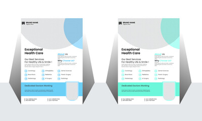 Medical flyer design template set, Flyer in A4 for medical services, Healthcare Flyer design, Medical Services Flyer Design,  Abstract medical flyer design, healthy life Flyer Design.