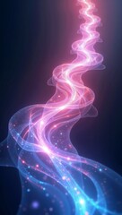 Radiant Illumination Illustration, Translucent Kinetic Waves Flowing in a Kaleidoscopic Spectrum on a Dark Gradient Background