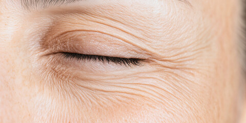 Obraz premium Close-up Image of Eye with Wrinkles and Fine Lines
