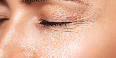 Close-up of Eye Area Showing Skin Texture and Wrinkles