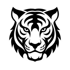 Fototapeta premium Minimalist tiger face icon in a clean, modern style, perfect for digital and print designs.