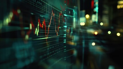 Abstract representation of financial data with graphs and digital elements.
