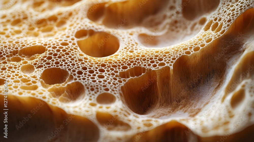 Poster Close-up image of abstract foam structure. Intricate bubble pattern, showcasing texture and form. Abstract Macro Photography: The Intricate Beauty of Cellular Structures