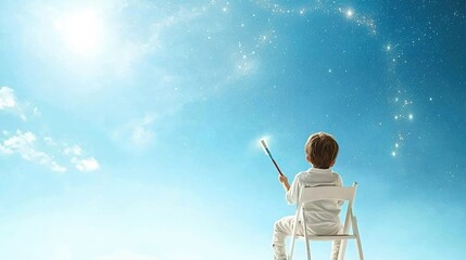 Child Painting Stars in the Sky