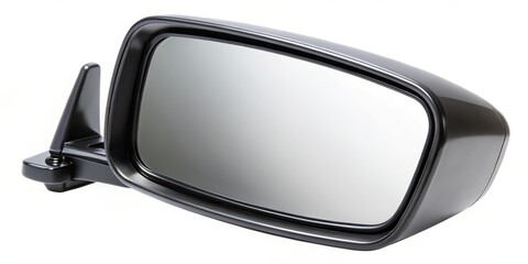 Black Rectangular Car Side Mirror on White Background